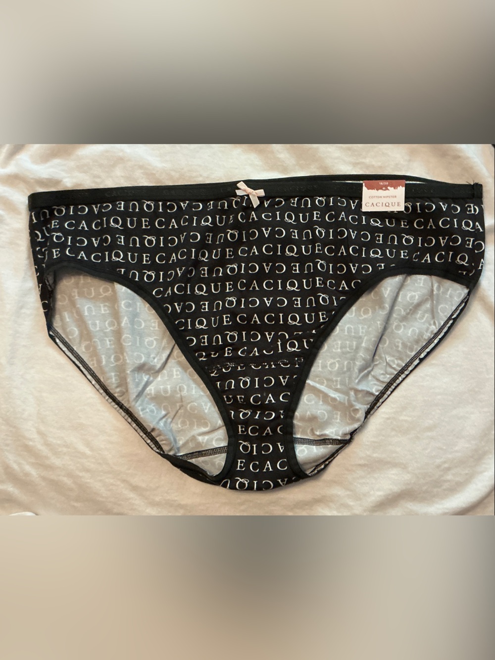 Cacique Black Logo Mesh Bikini with Bow Accent